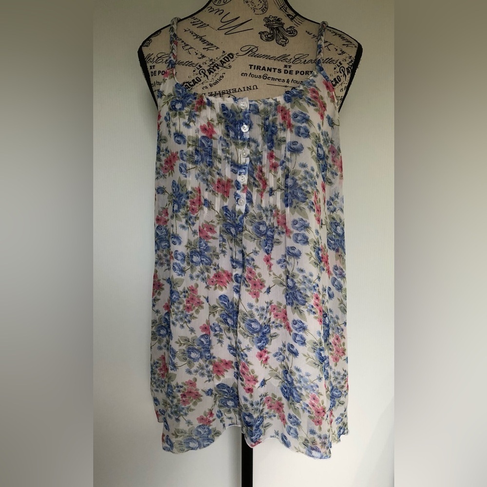 Braided Spaghetti Strap Floral Top